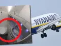 Pierwszy lot samolotem Ryanair. Wnętrze toalety i samolot w locie.
