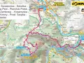Fragment mapy turystycznej Pienin z zaznaczonymi szlakami i nazwami szczytów: Trzy Korony, Sokolica.