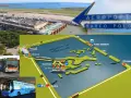 Mapa lotniska Marco Polo w Wenecji, pokazująca połączenia z laguną, transport publiczny i kierunki.