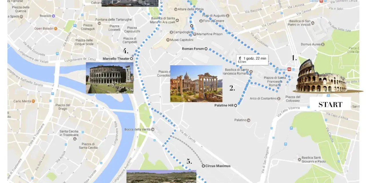 Trasa "Rzym w 3 dni": Koloseum, Forum Romanum, Palatyn, Cyrk Maximus, Teatr Marcellusa. Spacer po starożytnym Rzymie.