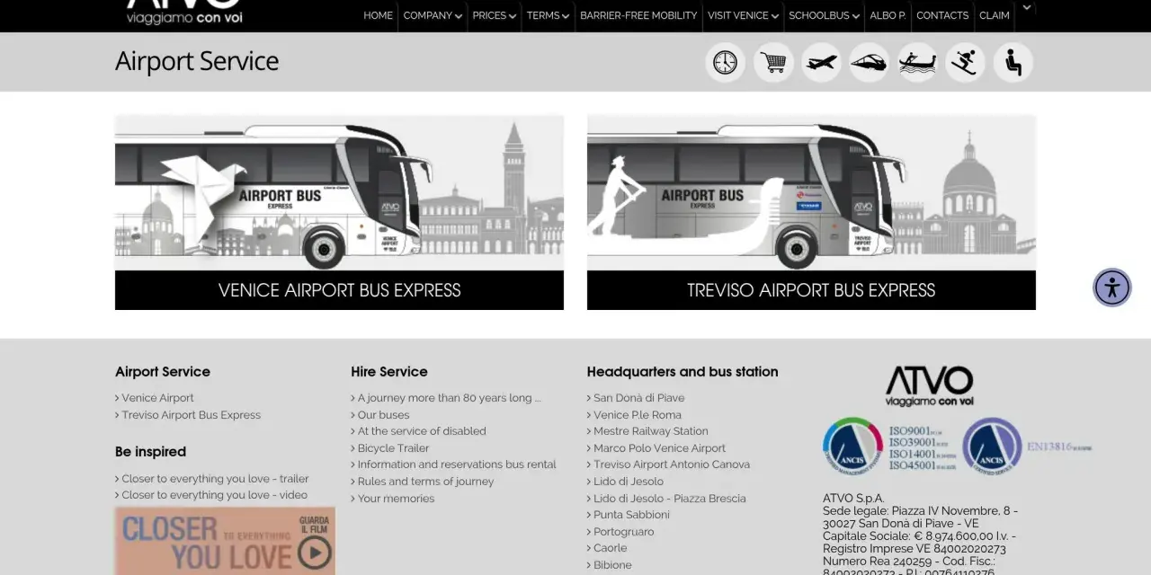 Jak dojechać z lotniska Wenecja Treviso do centrum? Autobus ATVO Treviso Airport Bus Express.