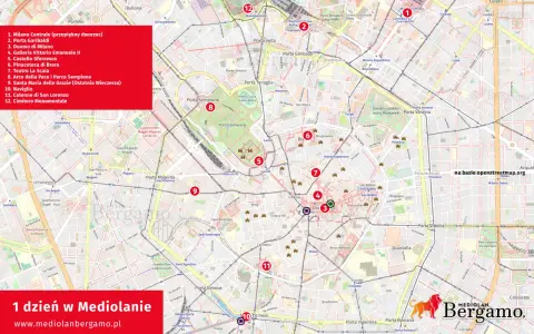 Planujesz **mediolan w jeden dzień**? Ta mapa pomoże Ci zaplanować trasę od dworca do Naviglio, przez Duomo i Sforzesco.