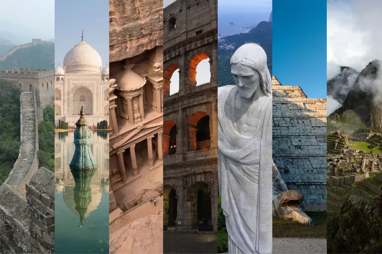 Wielki Mur Chiński, Tadż Mahal, Petra, Koloseum, Chrystus Odkupiciel, Chichen Itza, Machu Picchu &ndash; to 7 cud&oacute;w świata.