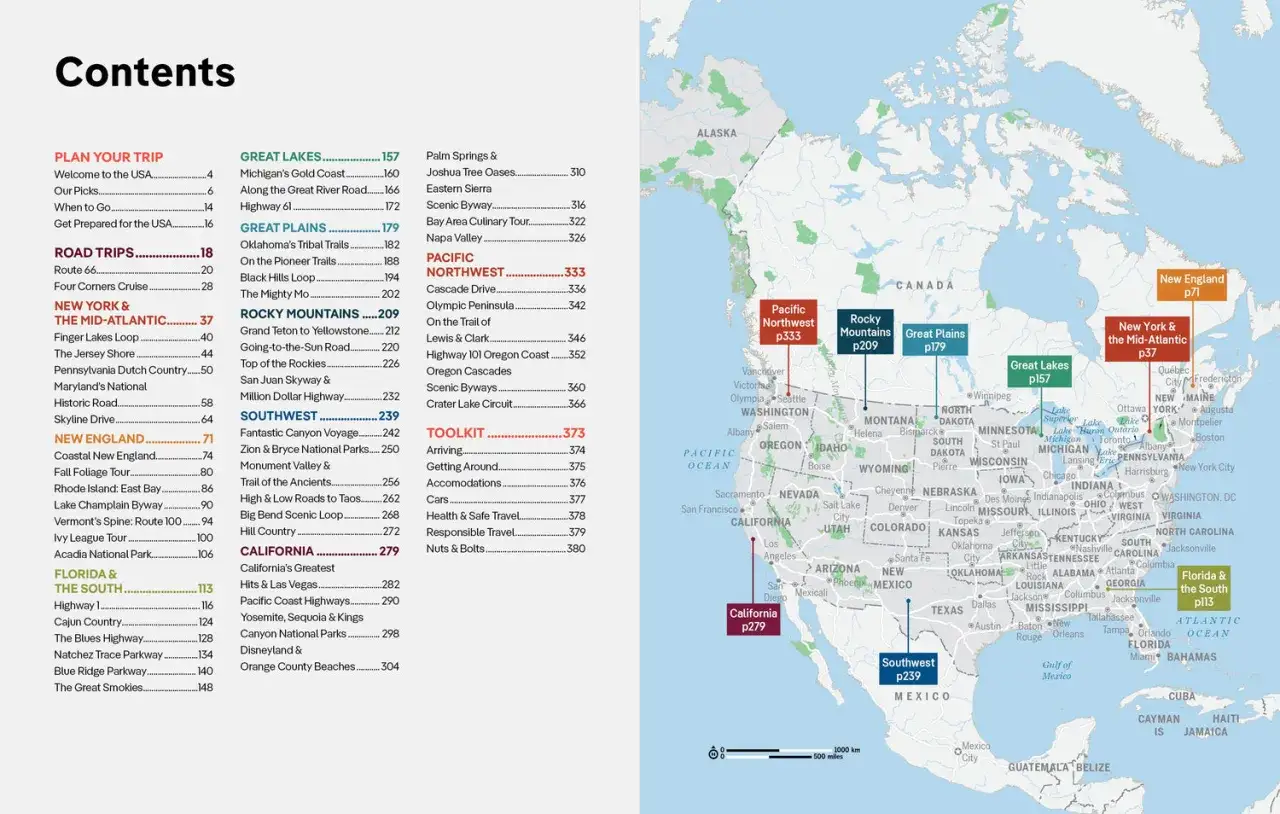 Planuj podróż do USA! Mapa USA z zaznaczonymi regionami: Nowy Jork, Nowa Anglia, Floryda, Góry Skaliste, Pacyfik i inne.